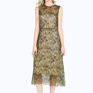 Vince Sleeveless Lace Dress Botanica green over nude - XS